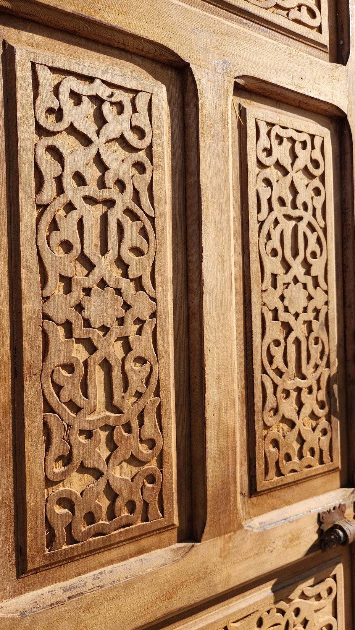 Antique Moorish Carved Door: Moroccan Riad, Handmade Double Door Panel