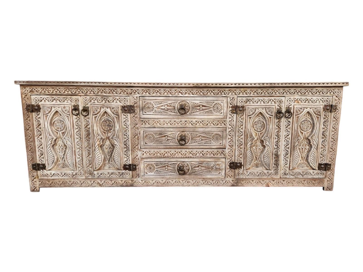 Unique Handmade Moroccan cabinet, African Carved Wood Cabinet
