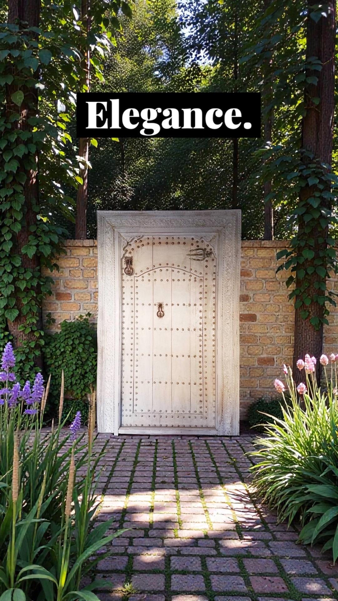 Hand Carved Moroccan Cedar Double Door, Metal Accents (84" x 57")