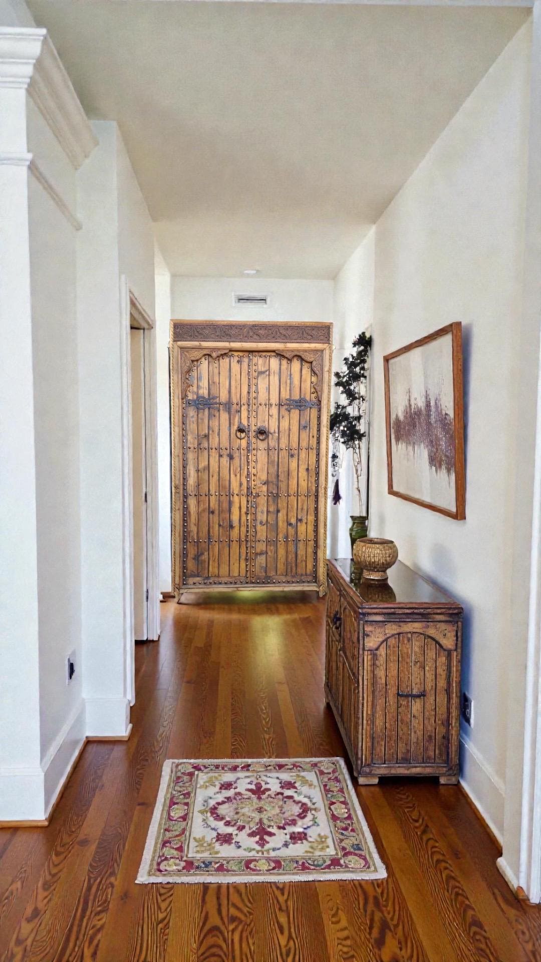 Vintage Moroccan Double Door: Handmade Carved Cedar with Metal Accents