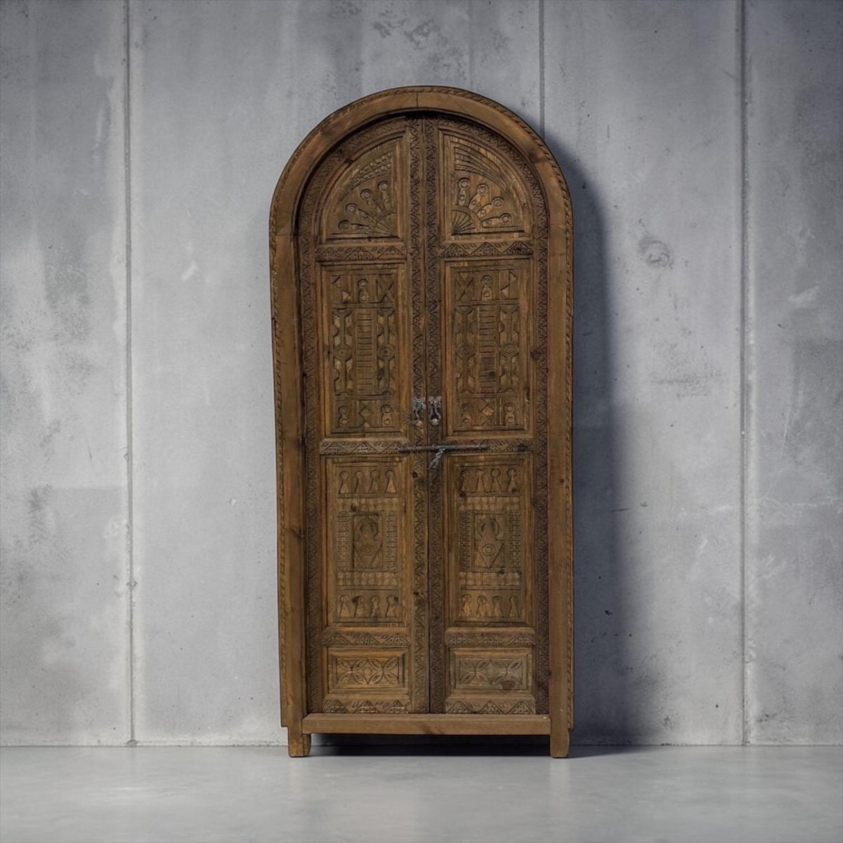 Authentic Hand Carved Moroccan Door, Brown Moorish Riad Arch door (87x37)