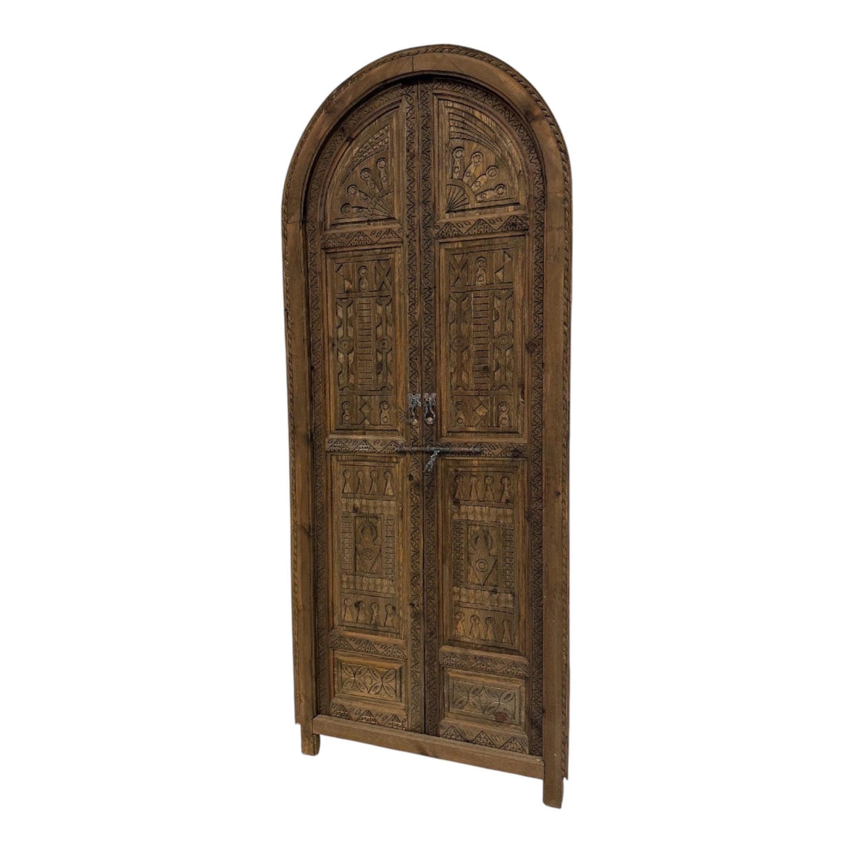 Authentic Hand Carved Moroccan Door, Brown Moorish Riad Arch door (87x37)