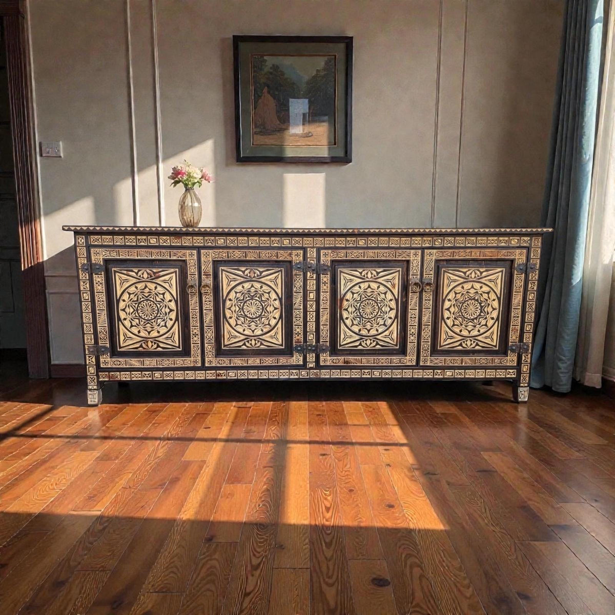 Carved Moroccan Cabinet, Ethnic African tv cabinet