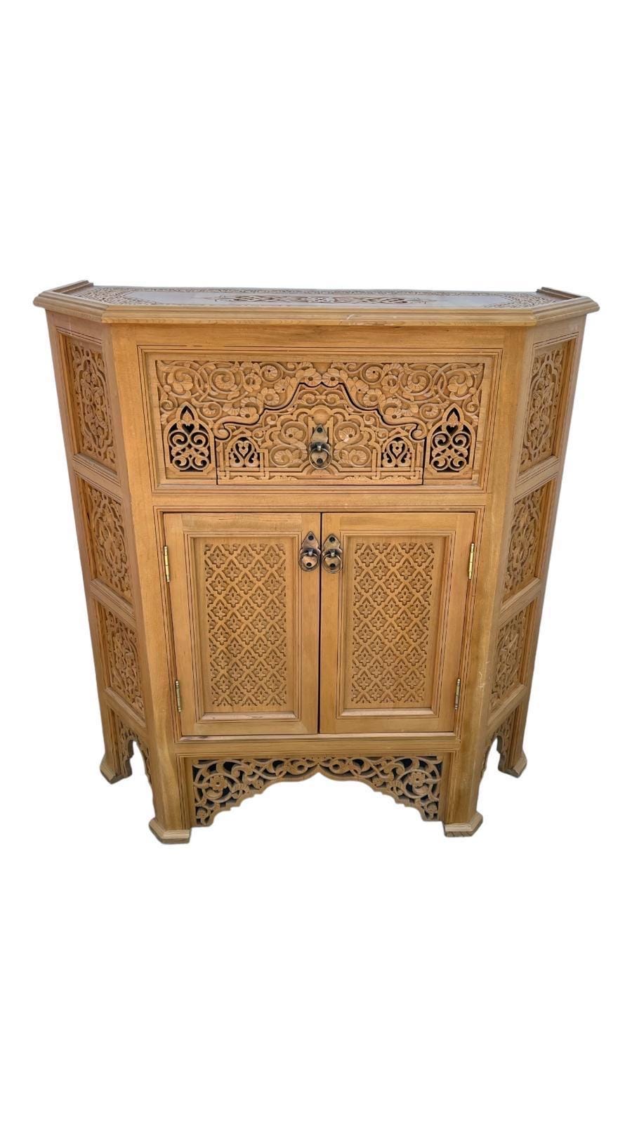 Exquisite Moorish Cabinet, Carved Moroccan Dresser