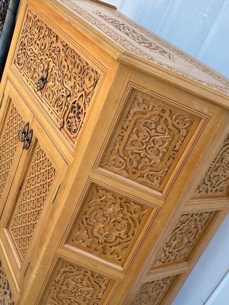 Exquisite Moorish Cabinet, Carved Moroccan Dresser