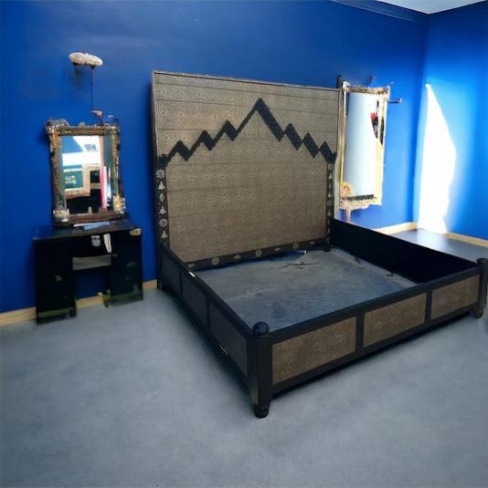 Handmade Moroccan Silver Metal Headboard Bed