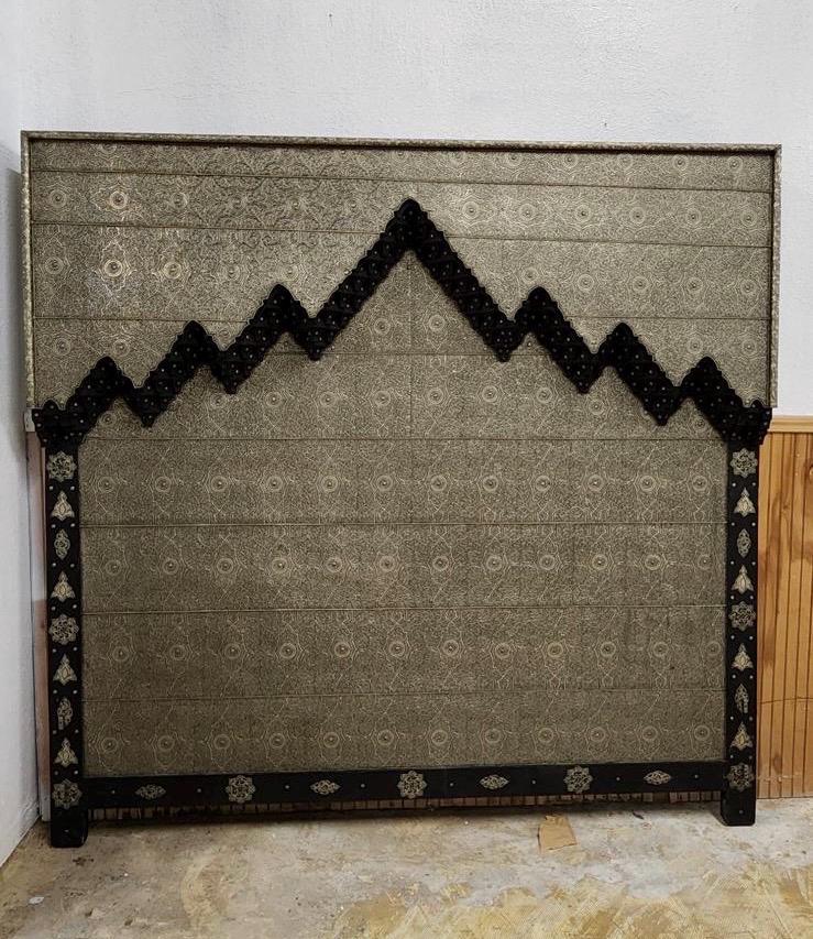 Handmade Moroccan Silver Metal Headboard Bed