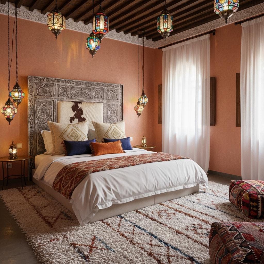 Hand Carved Cowhide Headboard | Moroccan Berber Bed Frame