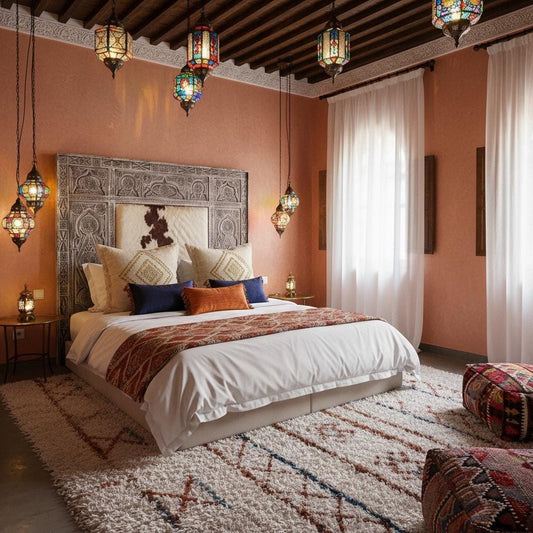Hand Carved Cowhide Headboard | Moroccan Berber Bed Frame