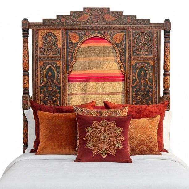 Hand-Painted Moroccan Headboard Bed | Sabra Moorish Artwork Painting