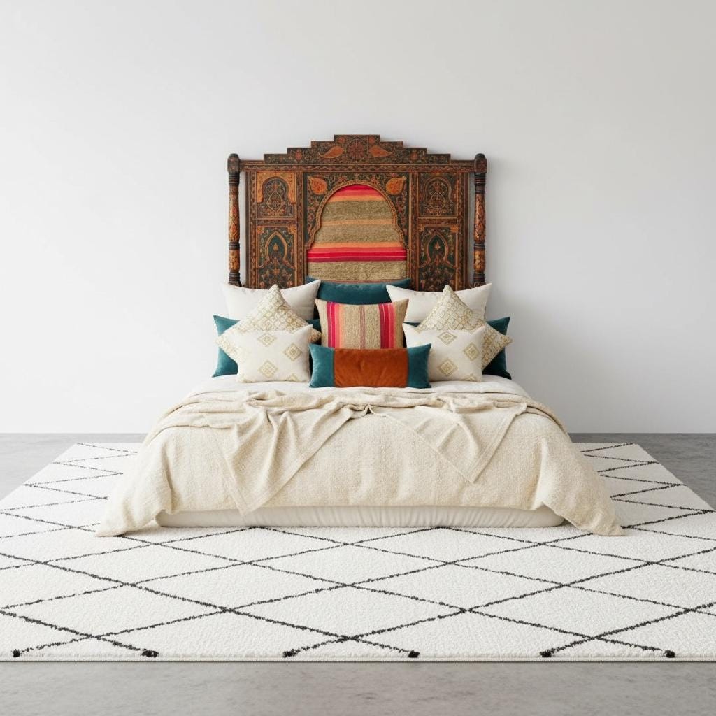 Hand-Painted Moroccan Headboard Bed | Sabra Moorish Artwork Painting