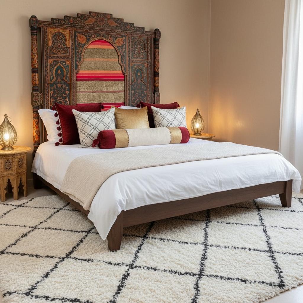 Hand-Painted Moroccan Headboard Bed | Sabra Moorish Artwork Painting