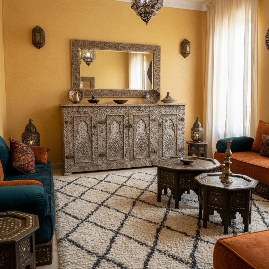 Handmade Berber Carved Wooden cabinet, Moroccan Buffet Dresser