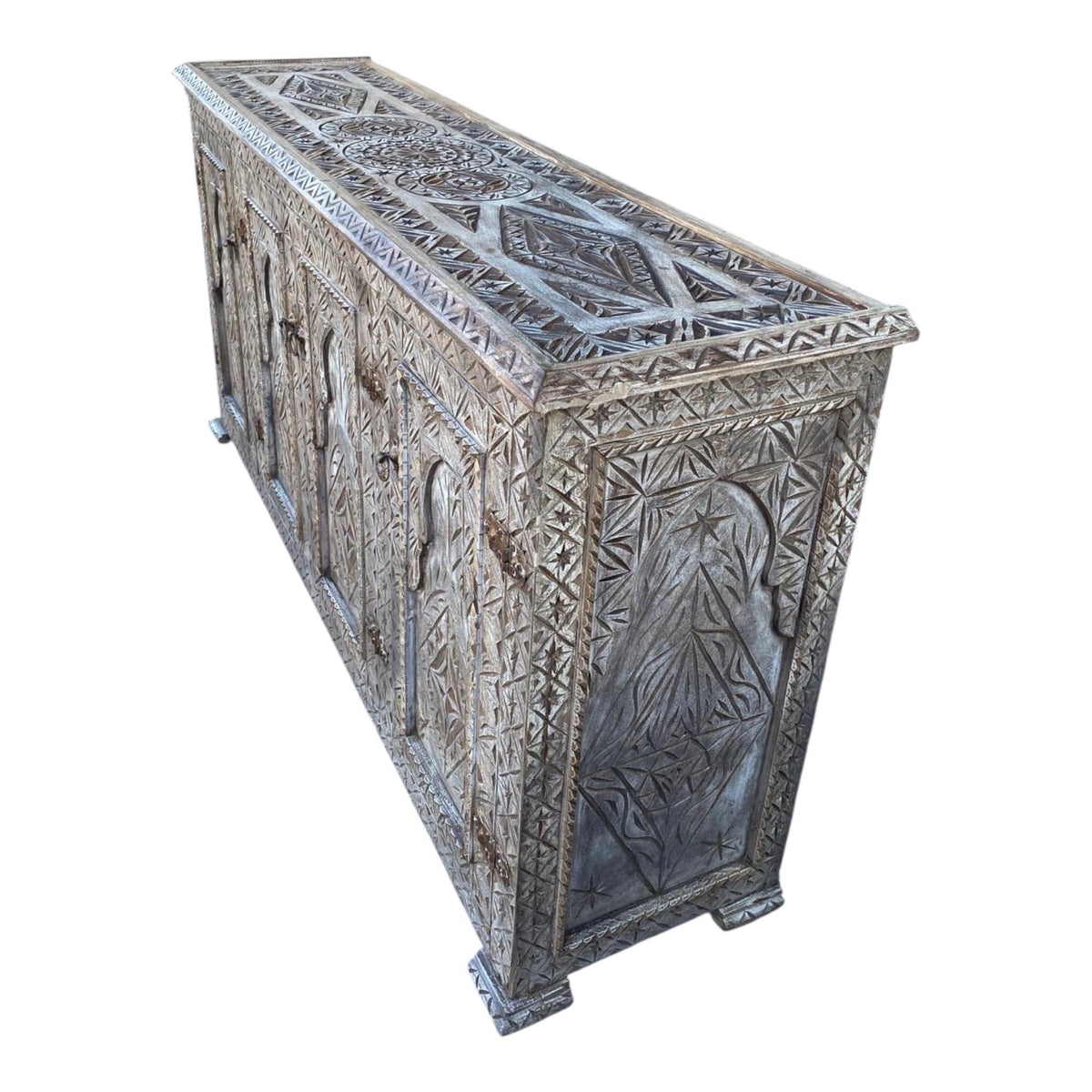 Handmade Berber Carved Wooden cabinet, Moroccan Buffet Dresser