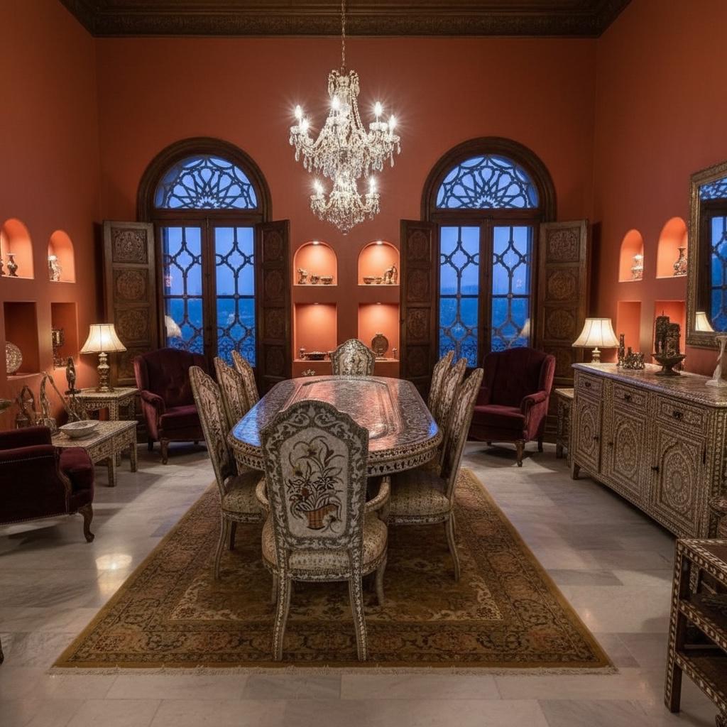 Royal abalone middle eastern mother of pearl dining room set