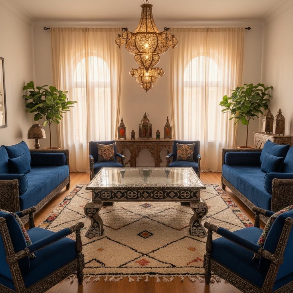 Handmade Vintage Moroccan Silver Table, Metal Inlay Wooden Furniture