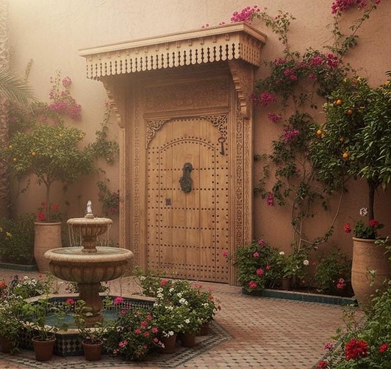 Handmade Moorish Carved Cedar Door, Palace Double Door 115x70