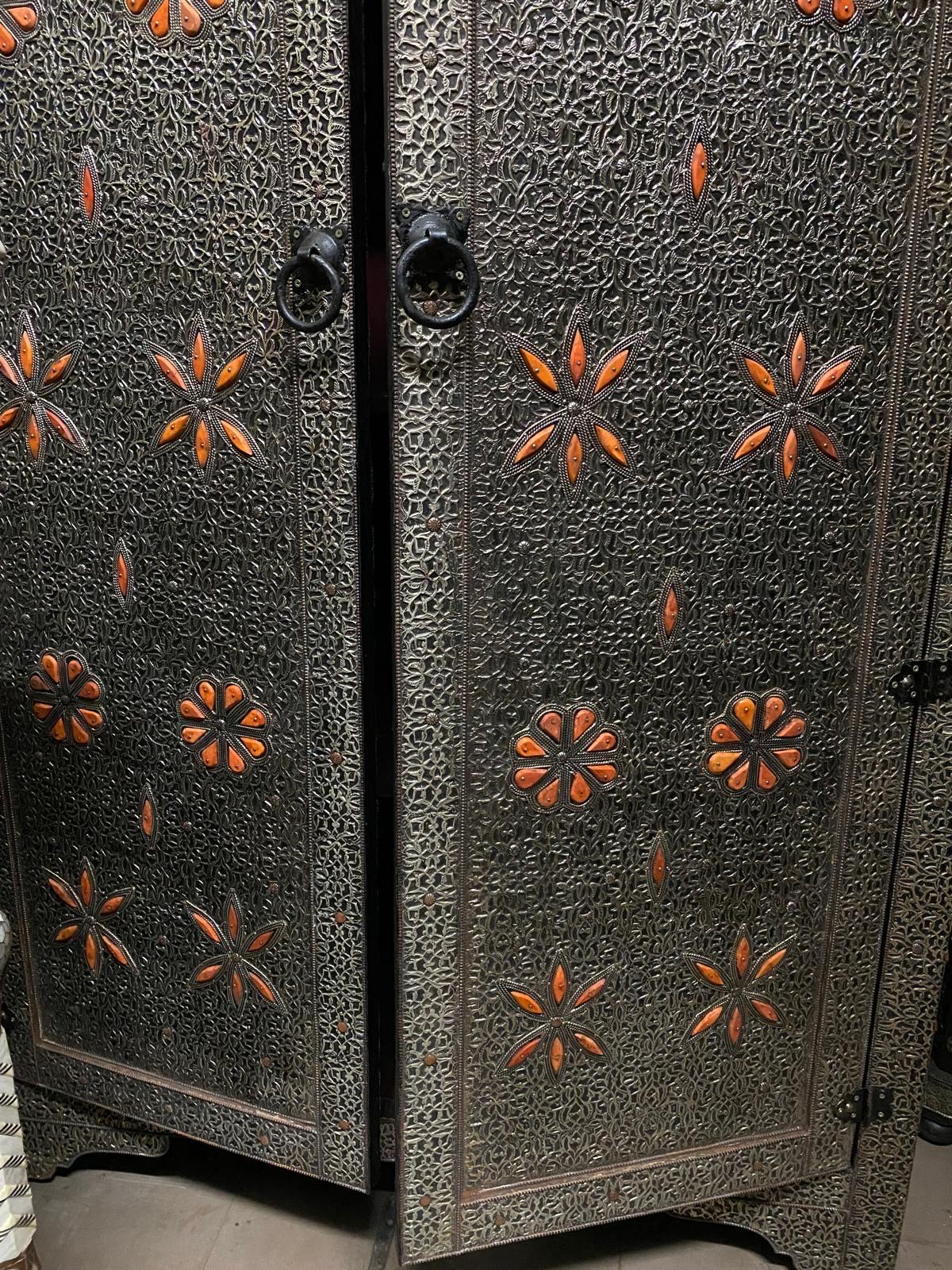Eclectic silver metal armoire: Moroccan Furniture decor