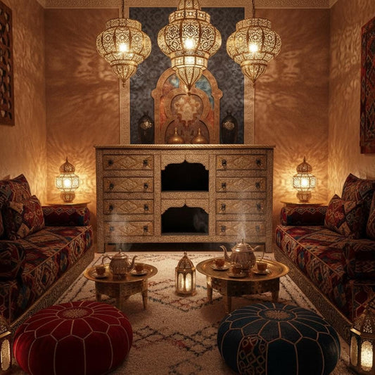 Handmade Moroccan Silver Metal Cabinet, 8 Drawer Rustic Buffet