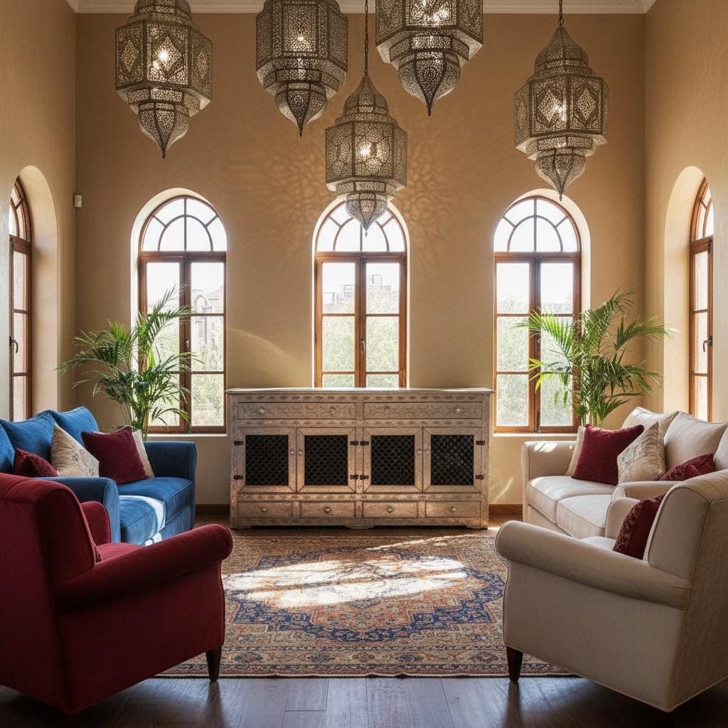 Handmade Moroccan Silver Metal Cabinet: Mousharabia Door, Wood Frame