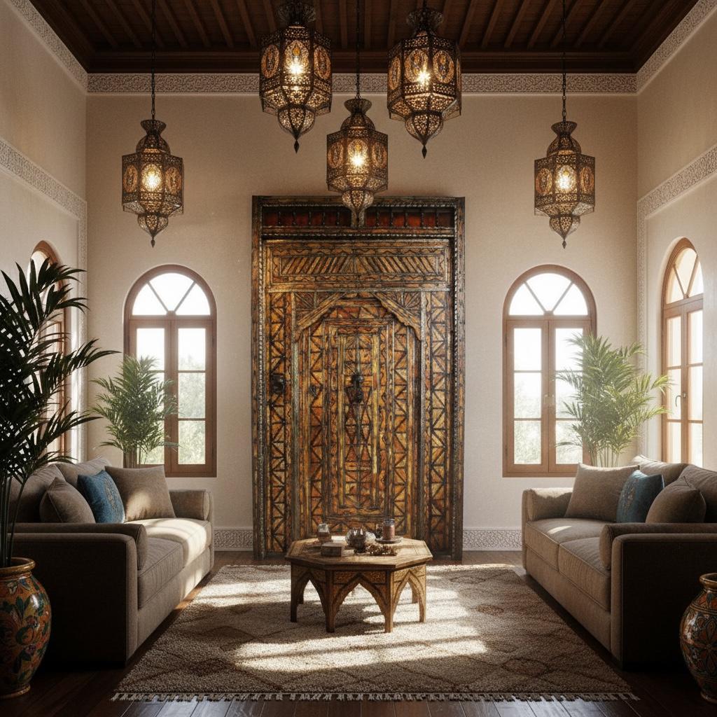 Antique Moroccan Bone Inlay Door, Middle Eastern Royal Decor