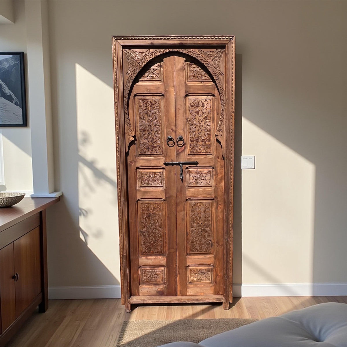 Hand Carved Moroccan Cedar Door Panels, Moorish Design