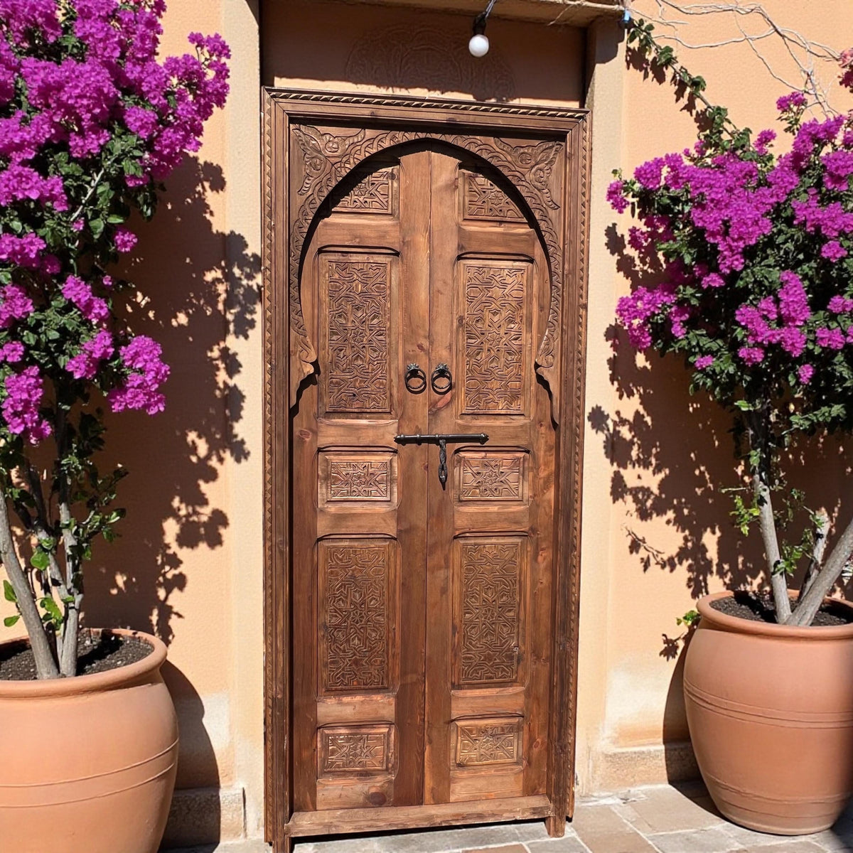 Hand Carved Moroccan Cedar Door Panels, Moorish Design