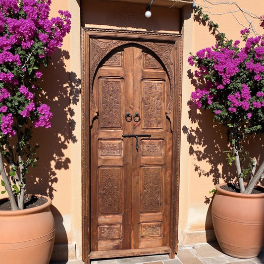 Hand Carved Moroccan Cedar Door Panels, Moorish Design