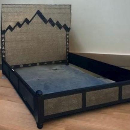 Handmade Moroccan Silver Metal Headboard Bed