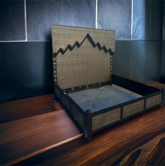 Handmade Moroccan Silver Metal Headboard Bed