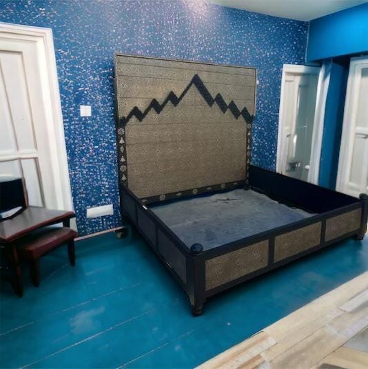 Handmade Moroccan Silver Metal Headboard Bed