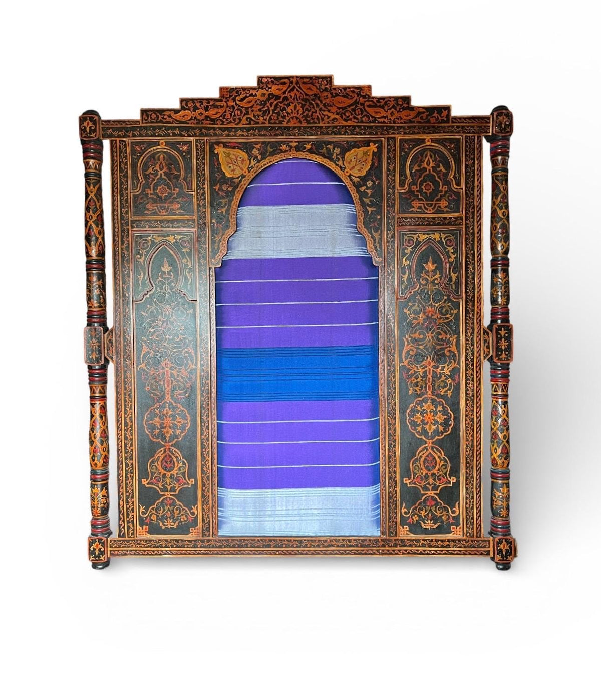 Hand-Painted Moroccan Headboard Bed | Bed Upholstered with sabra fabric