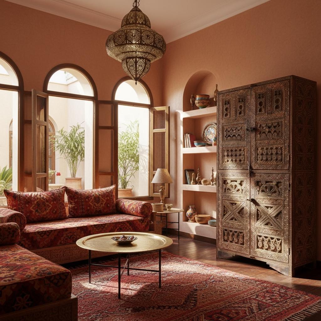Rustic carved wood wardrobe : Vintage Carved Wooden armoire, Handcrafted statement furniture