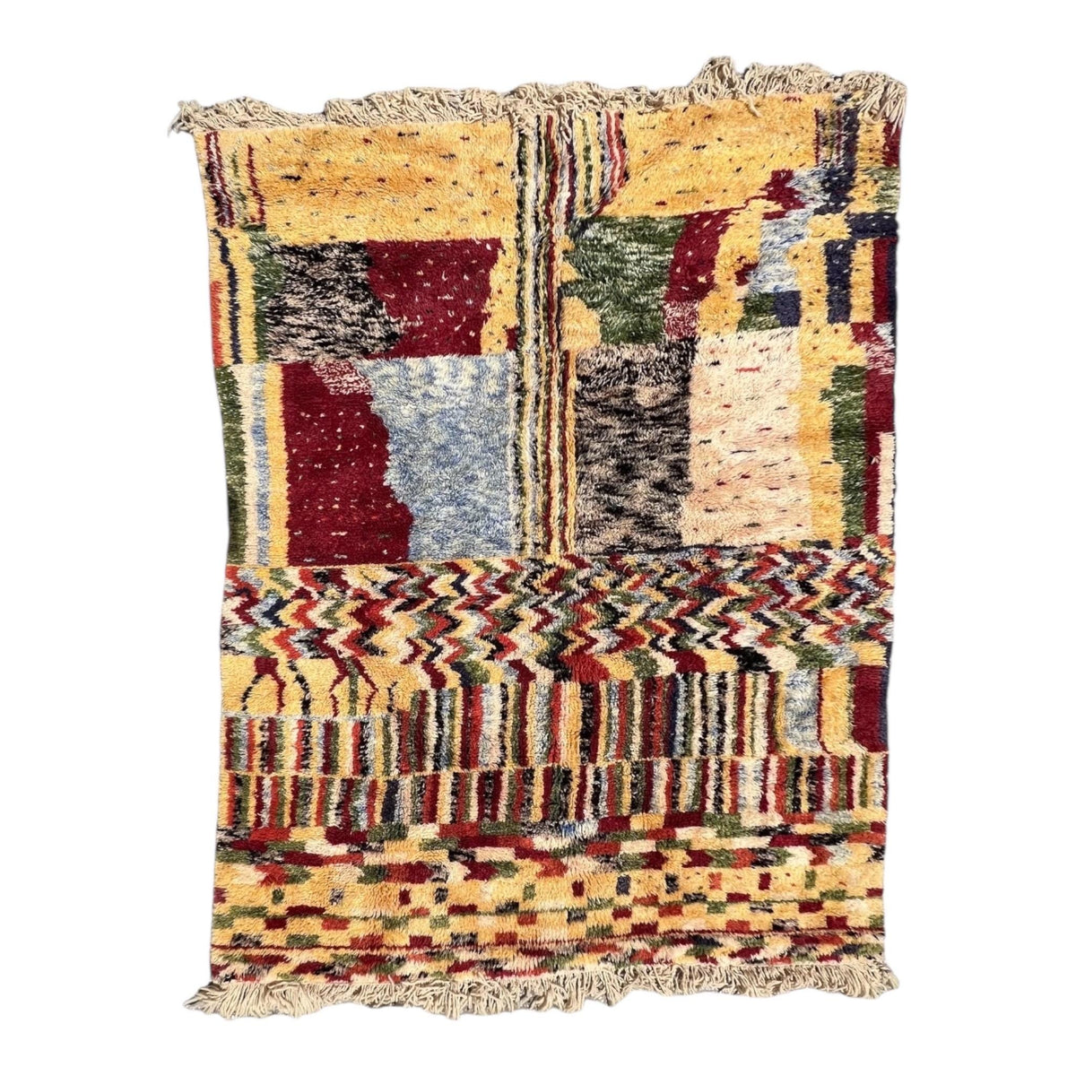 Handwoven Moroccan Berber Wool Rug | Abstract Patchwork Art Decor