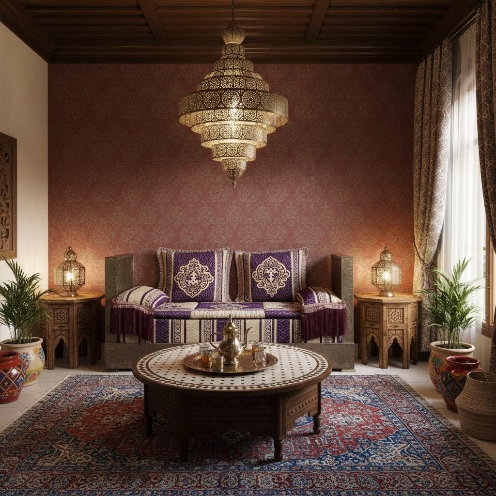Moroccan Daybed Sofa: Handmade Silver Metal Bench with cushions
