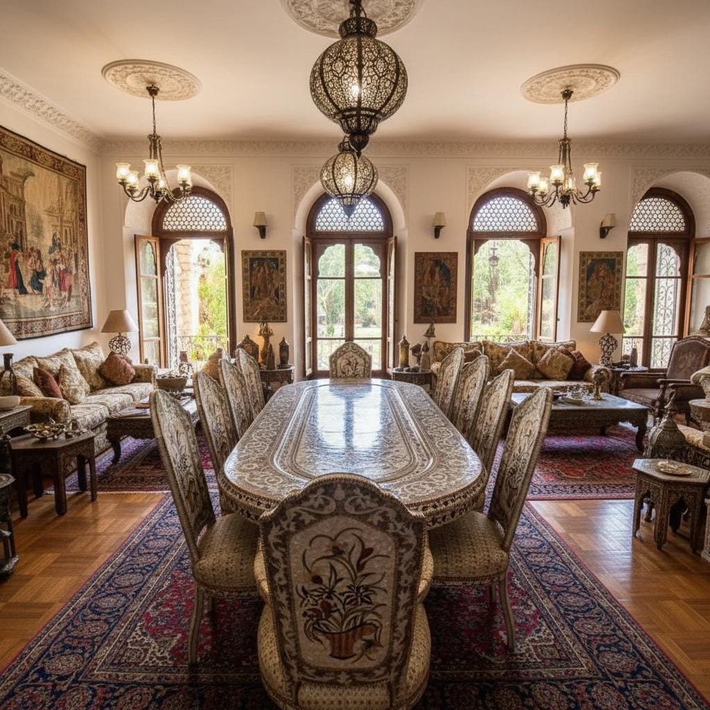 Royal abalone middle eastern mother of pearl dining room set