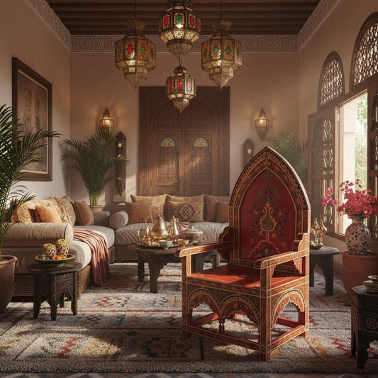 Unique vintage painted arch chair: Moroccan decor