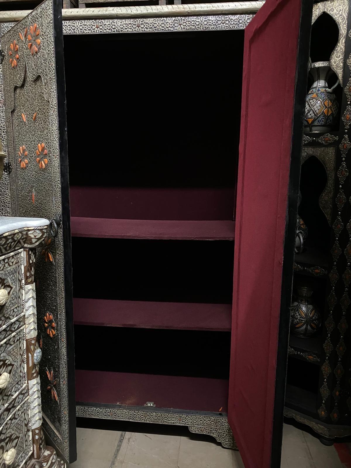 Eclectic silver metal armoire: Moroccan Furniture decor
