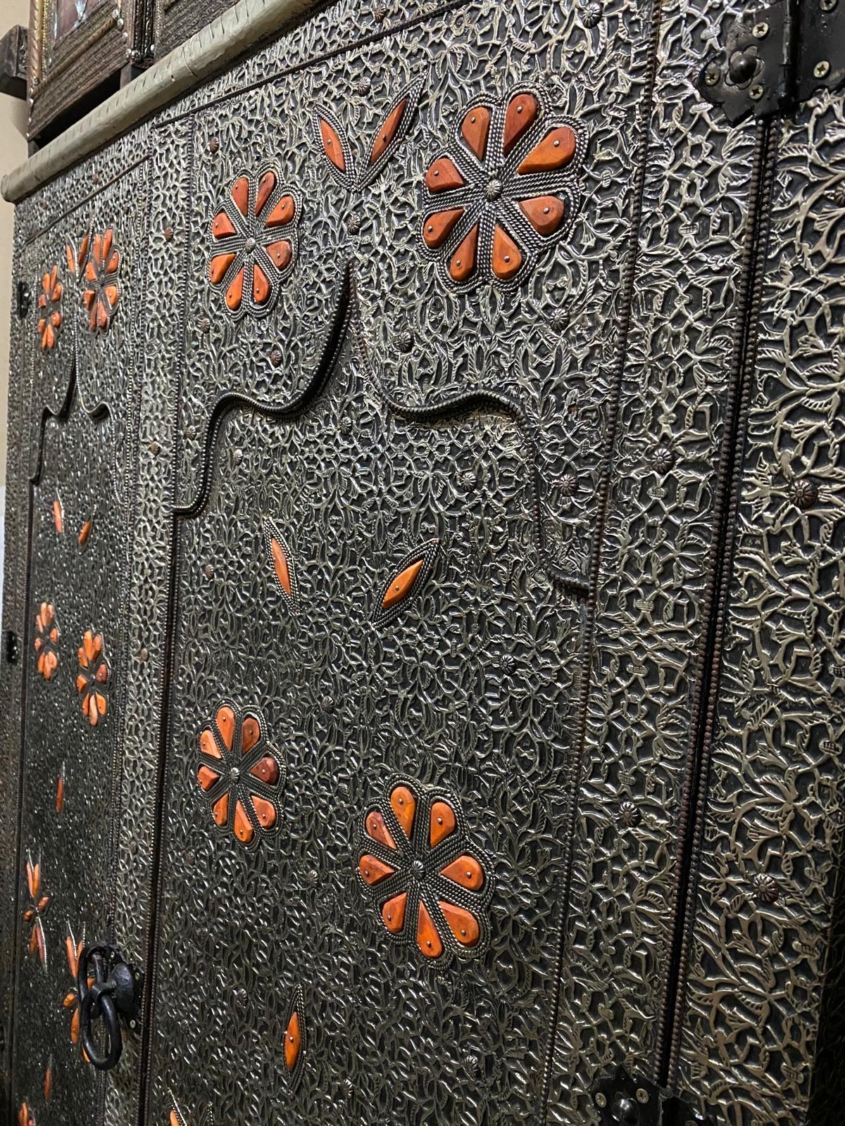 Eclectic silver metal armoire: Moroccan Furniture decor