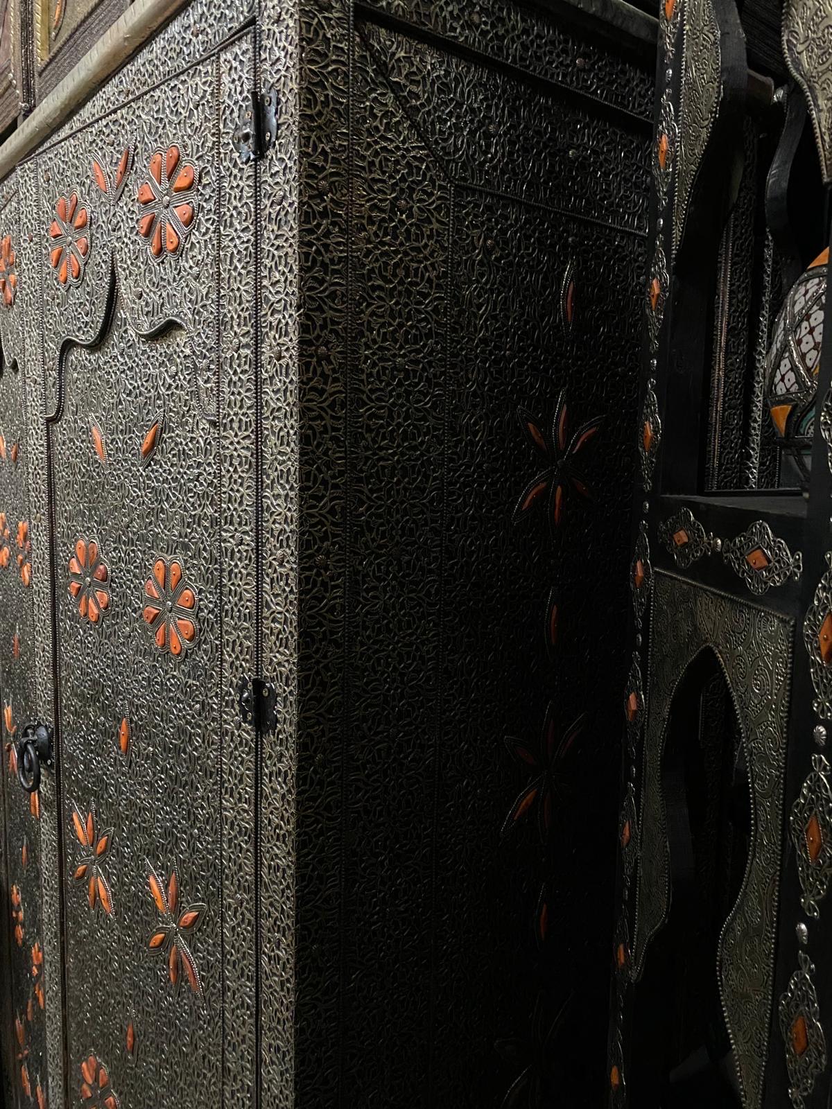 Eclectic silver metal armoire: Moroccan Furniture decor