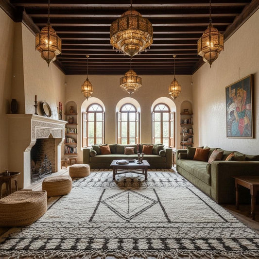 Vintage Handwoven Beni Ourain Rug, Abstract Berber Design (10ft 4 x 6ft6)