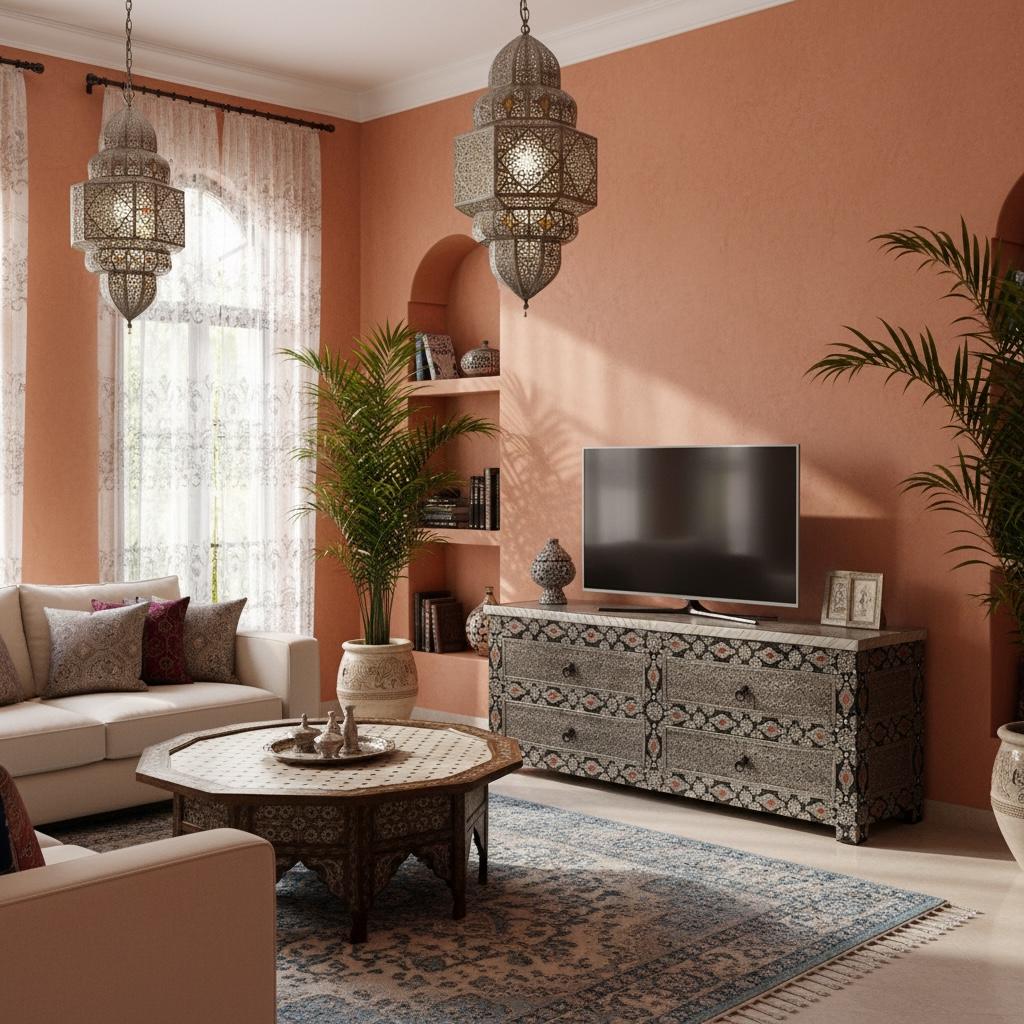 Handmade Moroccan Silver Metal Cabinet: Bedroom Living Room Buffet