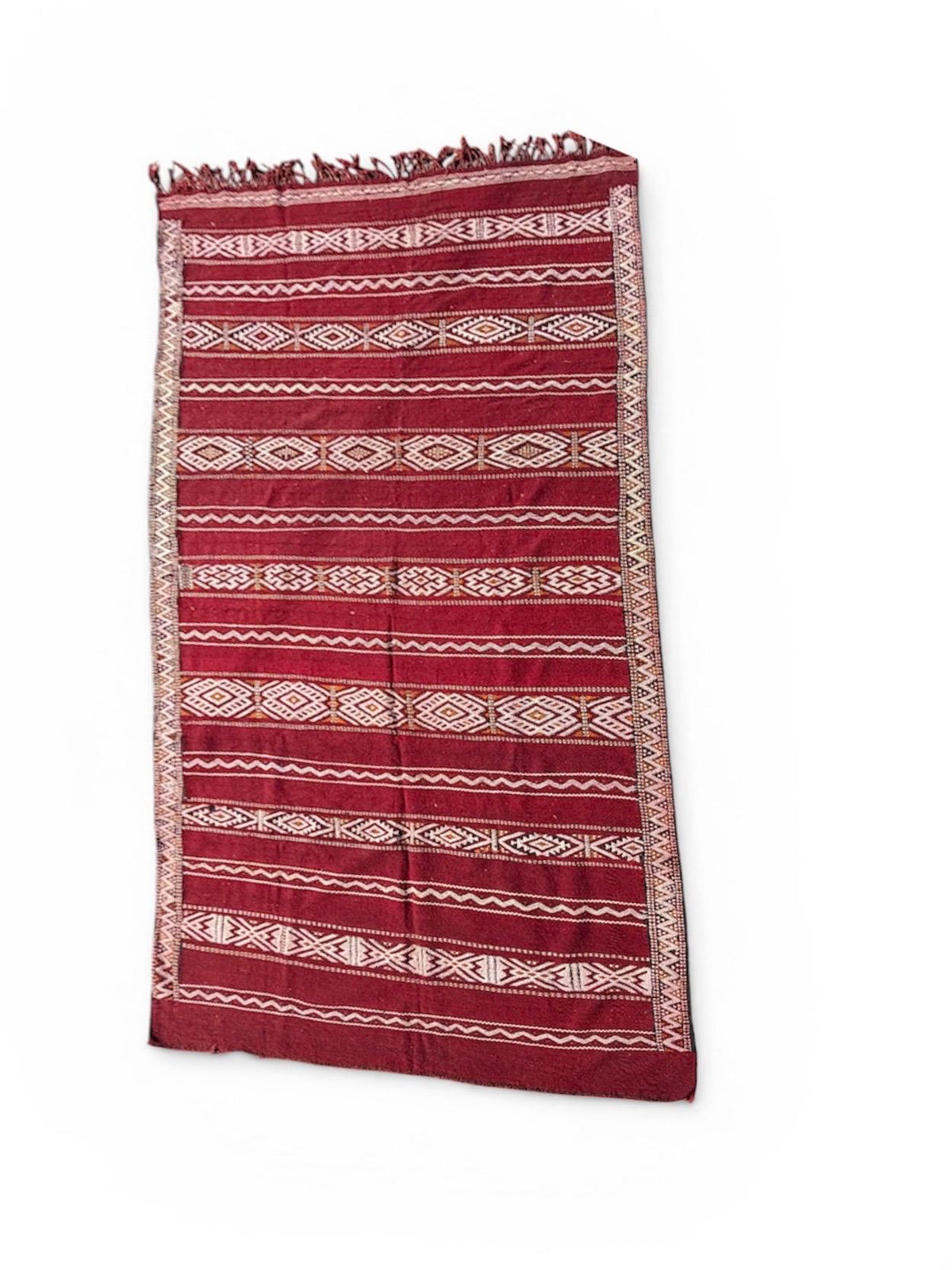 Vintage Berber Kilim Rug , large Handwoven Moroccan Carpet 124” x 66”