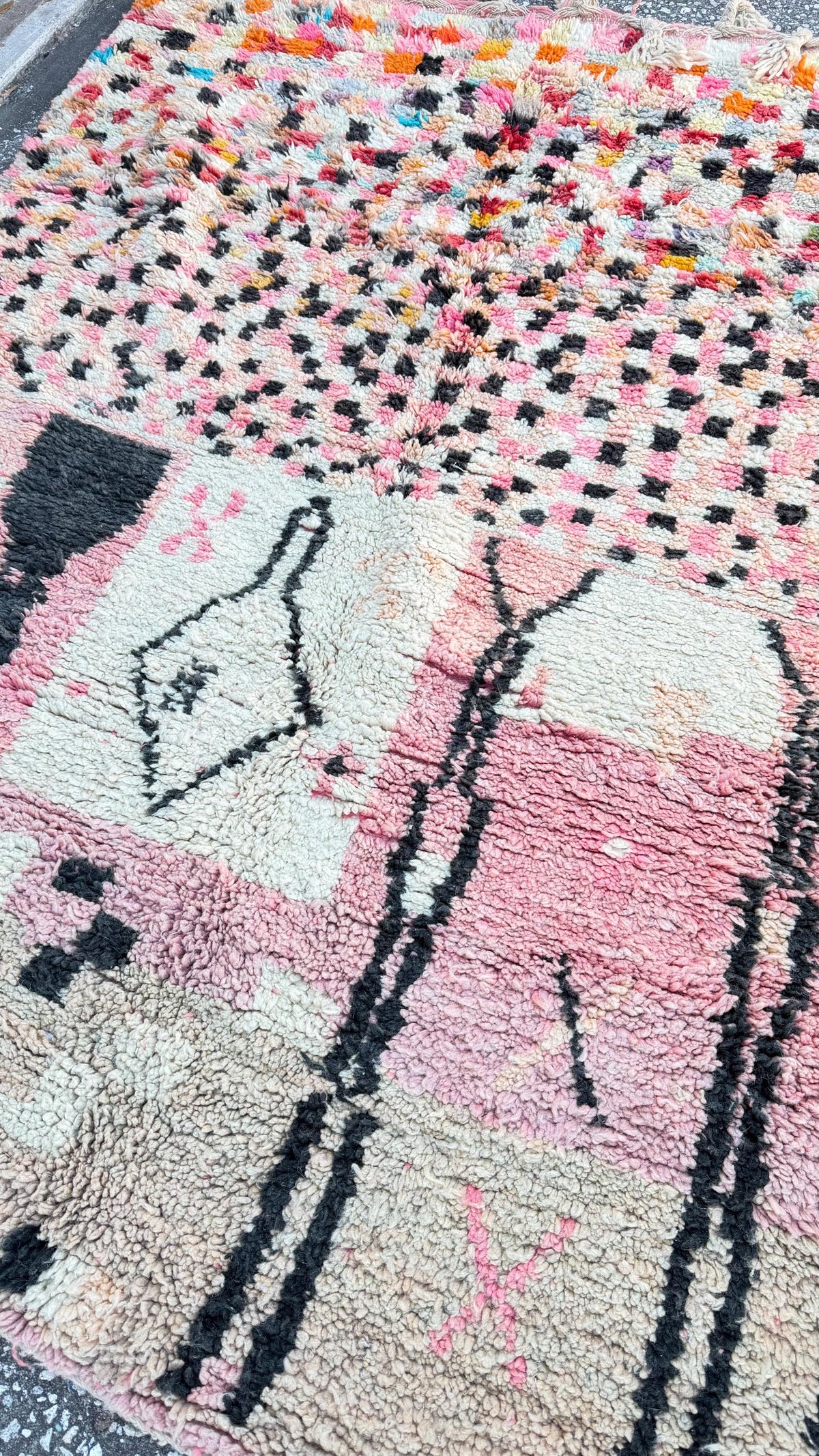 Moroccan Berber Wool Carpet | Abstract Wall Hanging Art (80" x 61")