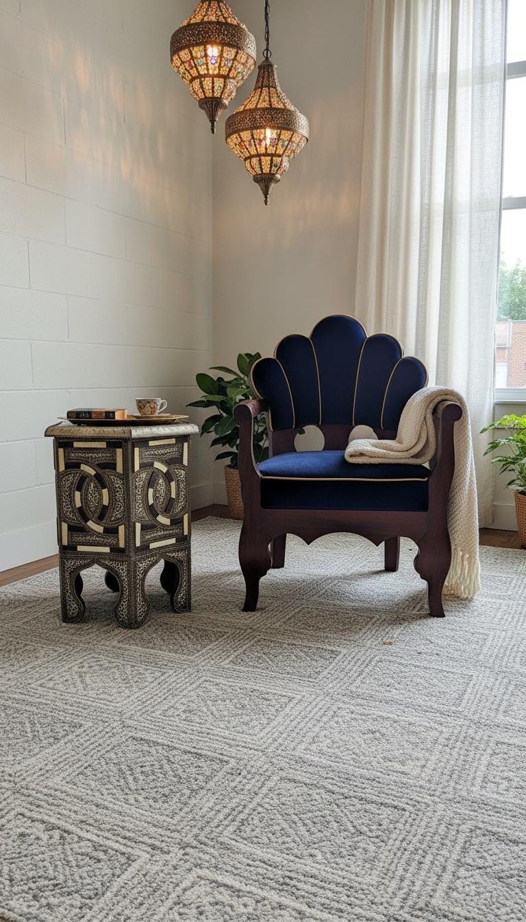 Vintage Moroccan Bone Inlay silver metal side Table: One of a kind Handmade coffee table