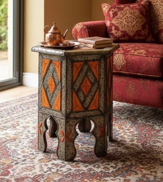 Antique unique Bone Inlay side Table: Handmade coffee table