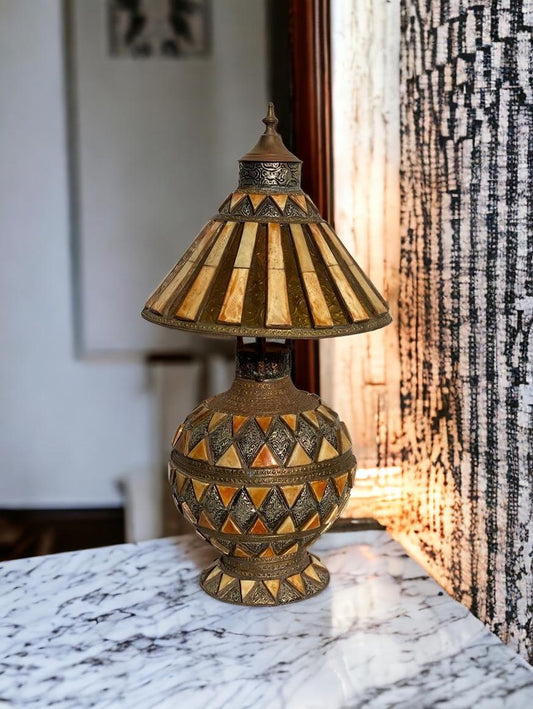 Antique marrakesh small inlay bone floor lamp: Moroccan home decor lighting