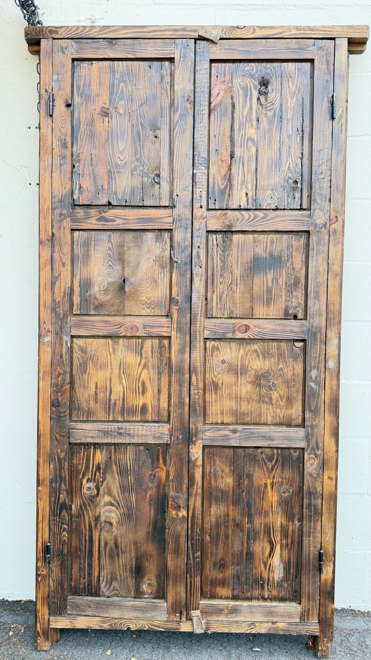 Vintage Carved Cedar Wood Door: Berber Tribal Symbols, 74.5" x 36.5"