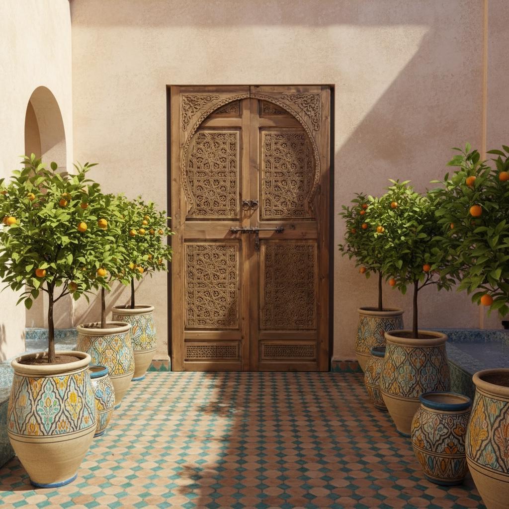 Handcrafted Moorish Carved Double Door: Moroccan Interior wooden door Panels