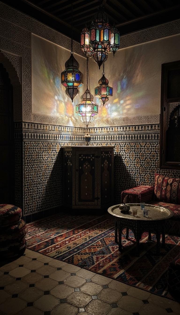 Handcrafted silver Inlay Bone Corner Cabinet - Moroccan Ethnic Decor
